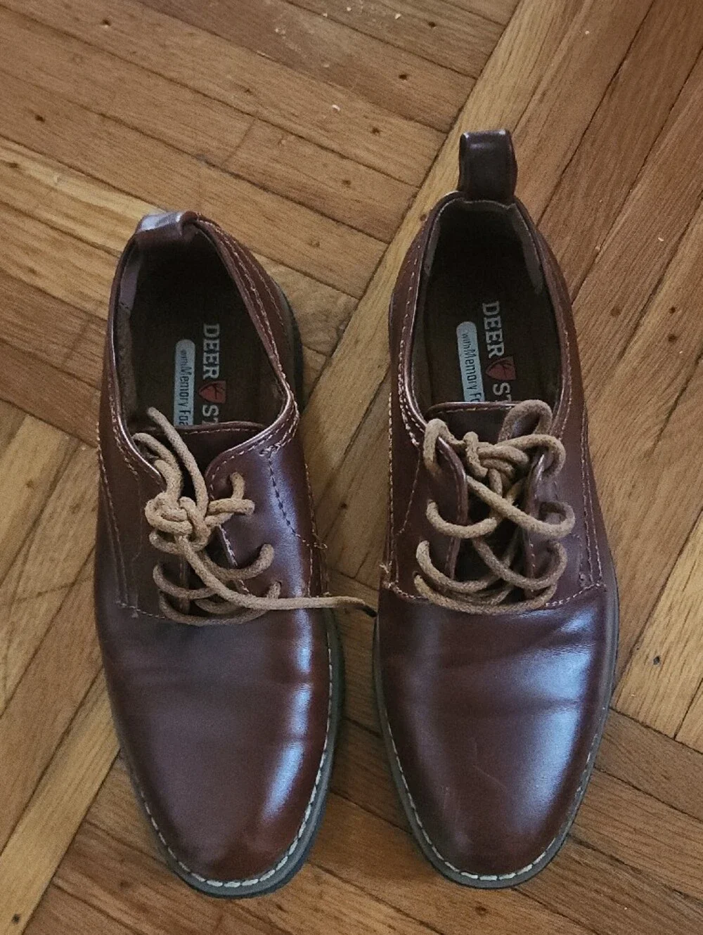 Deer Stags Brown Leather Lace-Up Oxfords